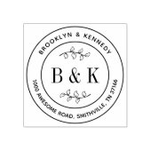 モノグラム結婚フローラのカップル名差出人住所 ラバースタンプ (インプリント)