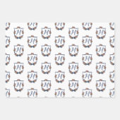 モノグラム結婚フローラのパーソナライズされた冠 ラッピングペーパーシート (正面)