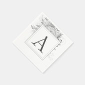 モノグラム結婚フローラエレガントモダンの スタンダードカクテルナプキン (角)