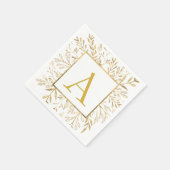 モノグラム結婚フローラエレガントモダンの スタンダードカクテルナプキン (角)