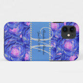 モノグラム結婚ブルーバラ Case-Mate iPhoneケース (裏面(横))