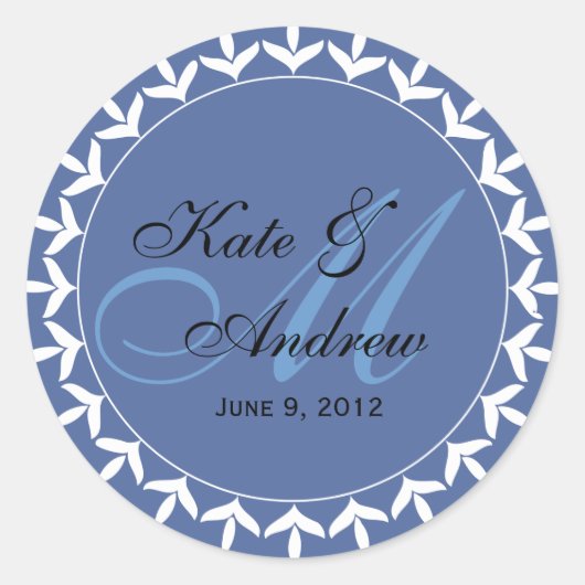 モノグラム結婚ブルー印 ラウンドシール (正面)
