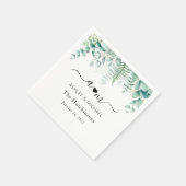 モノグラム結婚ユーカリ スタンダードカクテルナプキン (角)