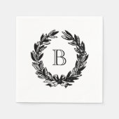 モノグラム結婚リースイラストレーション スタンダードカクテルナプキン (正面)