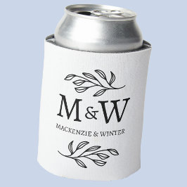 モノグラム結婚名のエレガント植物 缶クーラー