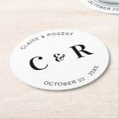 モノグラム結婚式の引き出物ドリンクパーソナライズされた ラウンドペーパーコースター (アングル)