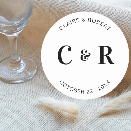 モノグラム結婚式の引き出物ドリンクパーソナライズされた ラウンドペーパーコースター