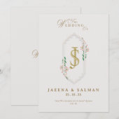 モノグラム結婚式プリントテンプレート 招待状 (正面/裏面)