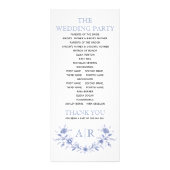 モノグラム結婚式プログラム付きブルーフローラフレーム ラックカード (裏面)