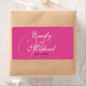 モノグラム結婚式ラベル – 明るいピンク ラベル (インサイチュ)