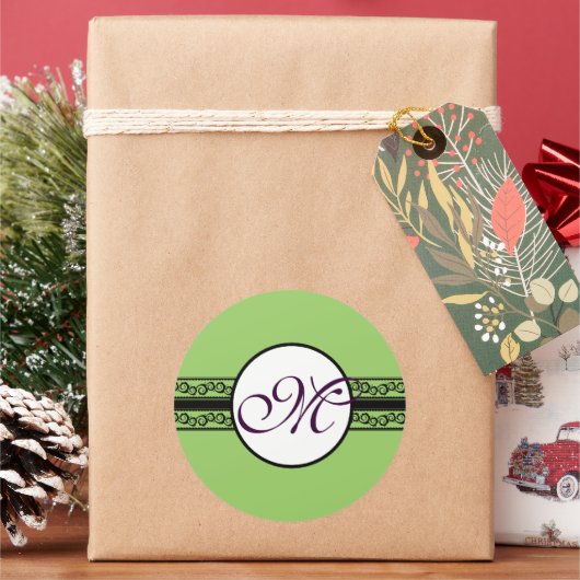 モノグラム結婚式招待状とギフト ラウンドシール (クリスマス)