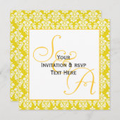 モノグラム結婚式招待状イエローダマスク 招待状 (正面/裏面)