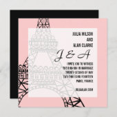 モノグラム結婚式招待状パリピンク 招待状 (正面/裏面)