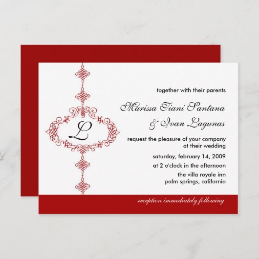 モノグラム結婚式招待状 インビテーションポストカード (正面/裏面)