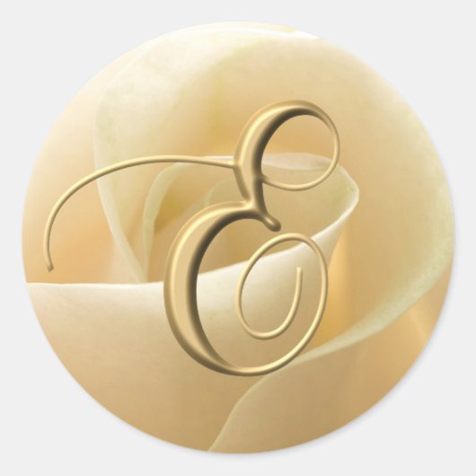 モノグラム結婚式用シール – 文字E ラウンドシール (正面)