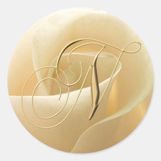 モノグラム結婚式用シール – 文字N ラウンドシール (正面)