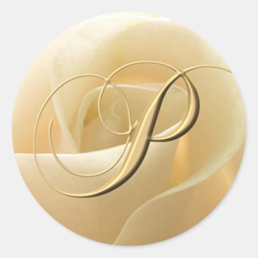 モノグラム結婚式用シール – 文字P ラウンドシール (正面)