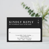 モノグラム結婚式（黒と白のモダンミニマリストデザイン） 出欠カード (スタンド正面)