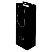 モノグラム結婚式 黒と白 ワインギフトバッグ (正面アングル)