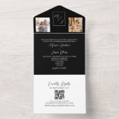 モノグラム結婚式QRコード ブラック＆ホワイト オールインワン招待状 (内側)
