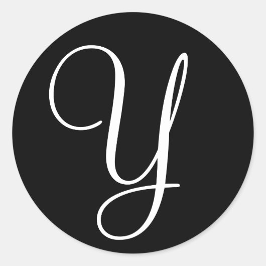 モノグラム結婚手紙の封筒用シール白黒 ラウンドシール (正面)