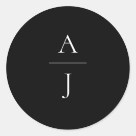 モノグラム結婚白黒封筒用シール ラウンドシール