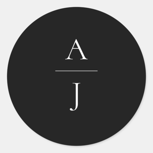 モノグラム結婚白黒封筒用シール ラウンドシール (正面)