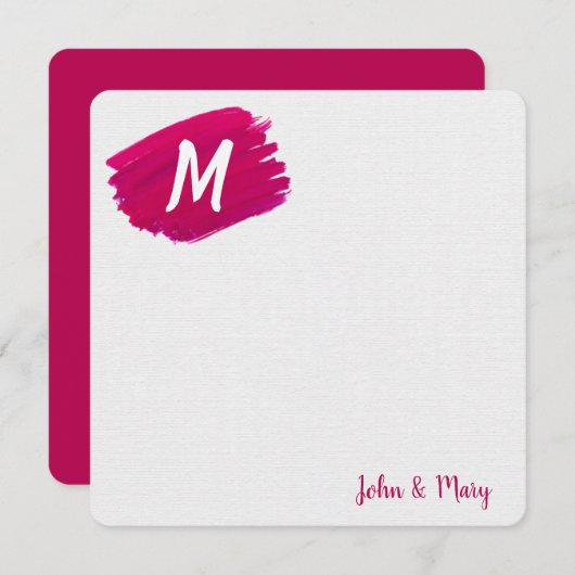 モノグラム絵を描付き水色スマッジ カード (正面/裏面)