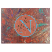 モノグラム絵を描抽象芸術の姓 カッティングボード (正面)