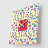 モノグラム絵を描(ばちゃばちゃ)跳ねる スクエア壁時計 (傾斜)