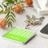 モノグラム緑と白のパタ千鳥格子のーン キーホルダー (側面)