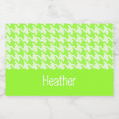 モノグラム緑と白のパタ千鳥格子のーン スパークリングワインラベル (シングルラベル)