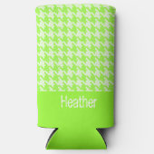モノグラム緑と白のパタ千鳥格子のーン スリム缶クーラー (正面)
