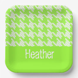 モノグラム緑と白のパタ千鳥格子のーン ペーパープレート