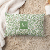 モノグラム緑の植物模様ウィリアム・モリス ランバークッション (ブランケット)