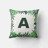 モノグラム緑の熱帯パーム離れのフローラ クッション (裏面)