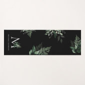 モノグラム緑の葉の黒ヨガマット ヨガマット (正面(横))