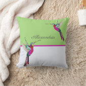 モノグラム緑ハミングバード クッション (ブランケット)