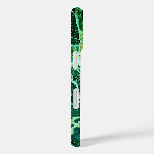 モノグラム緑ヒョウアニマルプリント模様 Case-Mate iPhoneケース (裏面 / 右)