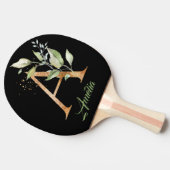 モノグラム緑ユーカリフェイク金ゴールド箔 卓球ラケット (横)