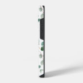 モノグラム緑ユーカリ模様 iPhoneケース (左側面)