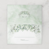 モノグラム緑ユーカリ結婚プス プレイスカード (外部開封)