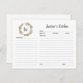 モノグラム緑リースレシピカード ポストカード (正面/裏面)