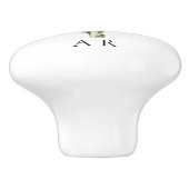 モノグラム緑ヴィンテージスタイルアーティチョーク花 セラミックノブ (側面)