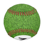 モノグラム緑色の草のテクスチャ 野球ボール (裏面)