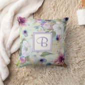 モノグラム緑金ゴールド水色フローラヴィンテージ クッション (ブランケット)