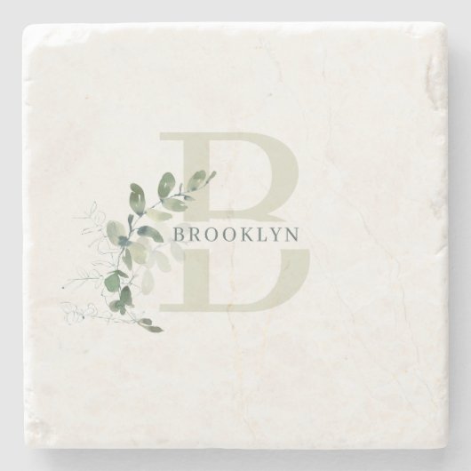 モノグラム緑 ストーンコースター (正面)