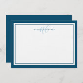 モノグラム縁どスクリプトエレガント2シンプルティール（緑がかった色） ノートカード (正面/裏面)