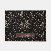 モノグラム繊細な水色の茶色の花離れの花 ドアマット (正面)