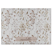 モノグラム繊細な水色乾燥した花離れの花 カッティングボード (正面)